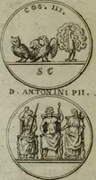 An illustration from Justi Rycquii De Capitolio romano commentarius : in quo illustria ejus olim aedificia, sacra, & profana : deorum dearumque nomina : arcus item triumphales, columnae, statuae, tropaea, colossi, caeteraque ornamenta ad curate describuntur : & plura alia antiquitatis monimenta proferuntur, emendantur, explicantur : figuris aenis & notis viri philologi illustrata & aucta (1696)