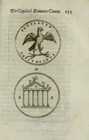 Picture 8 of 19 from Justi Rycquii De Capitolio romano commentarius : in quo illustria ejus olim aedificia, sacra, & profana : deorum dearumque nomina : arcus item triumphales, columnae, statuae, tropaea, colossi, caeteraque ornamenta ad curate describuntur : & plura alia antiquitatis monimenta proferuntur, emendantur, explicantur : figuris aenis & notis viri philologi illustrata & aucta (1696), leaf 172