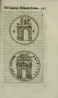 Picture 13 of 19 from Justi Rycquii De Capitolio romano commentarius : in quo illustria ejus olim aedificia, sacra, & profana : deorum dearumque nomina : arcus item triumphales, columnae, statuae, tropaea, colossi, caeteraque ornamenta ad curate describuntur : & plura alia antiquitatis monimenta proferuntur, emendantur, explicantur : figuris aenis & notis viri philologi illustrata & aucta (1696), leaf 344