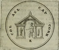 An illustration from Justi Rycquii De Capitolio romano commentarius : in quo illustria ejus olim aedificia, sacra, & profana : deorum dearumque nomina : arcus item triumphales, columnae, statuae, tropaea, colossi, caeteraque ornamenta ad curate describuntur : & plura alia antiquitatis monimenta proferuntur, emendantur, explicantur : figuris aenis & notis viri philologi illustrata & aucta (1696)