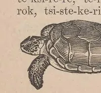 An illustration from Kaiatonsera ionteweienstakwa kaiatonserase. Nouveau syllabaire iroquois (1873)