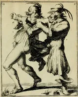 An illustration from Klare onderrichtinge der voortreffelijcke worstel-konst : verhandelende hoemen in alle voorvallen van twist in handtgemeenschap, sich kan hoeden : en alle aengrepen, borst-stooten, vuyst-slagen &c. versetten ... (1674)