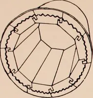 An illustration from Koll's patent lock-joint staved and turned columns. (1913)