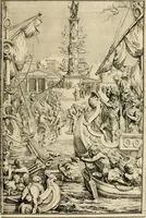 An illustration from Komste van Zyne Majesteit Willem III. koning van Groot Britanje, enz. in Holland, of, Te omstandelyke beschryving van alles, : het welke op des zelfs komste en geduurende zyn verblyf, in's Graavenhaage en elders, ten teeken van vreugde en eere, is opgerecht en voorgevallen (1691)