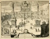 An illustration from Komste van Zyne Majesteit Willem III. koning van Groot Britanje, enz. in Holland, of, Te omstandelyke beschryving van alles, : het welke op des zelfs komste en geduurende zyn verblyf, in's Graavenhaage en elders, ten teeken van vreugde en eere, is opgerecht en voorgevallen (1691)