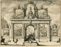 An illustration from Komste van Zyne Majesteit Willem III. koning van Groot Britanje, enz. in Holland, of, Te omstandelyke beschryving van alles, : het welke op des zelfs komste en geduurende zyn verblyf, in's Graavenhaage en elders, ten teeken van vreugde en eere, is opgerecht en voorgevallen (1691)