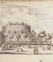 Picture 4 of 11 from Korte besgryving van het Lugdunum Batavorum nu Leyden : vervatende een verhaal van haar grond-stand, oudheid, opkomst, voort-gang, ende stads-bestier : sampt het graven van den ouden ende niewen Rijn, met de oude ende niewe uytwateringen van de selve (1672), leaf 83