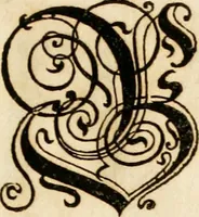 An illustration from Kunstrichtige Schreibart : allerhand Versalie[n] oder AnfangsBuchstabe[n] der teütschen, lateinischen und italianischen Schrifften aus unterschiedlichen Meistern der edlen Schreibkunst zusammen getragen (1655)