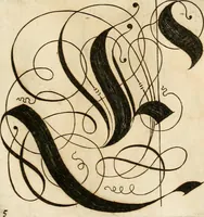 An illustration from Kunstrichtige Schreibart : allerhand Versalie[n] oder AnfangsBuchstabe[n] der teütschen, lateinischen und italianischen Schrifften aus unterschiedlichen Meistern der edlen Schreibkunst zusammen getragen (1655)