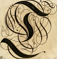An illustration from Kunstrichtige Schreibart : allerhand Versalie[n] oder AnfangsBuchstabe[n] der teütschen, lateinischen und italianischen Schrifften aus unterschiedlichen Meistern der edlen Schreibkunst zusammen getragen (1655)