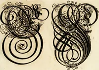Picture 77 of 149 from Kunstrichtige Schreibart : allerhand Versalie[n] oder AnfangsBuchstabe[n] der teütschen, lateinischen und italianischen Schrifften aus unterschiedlichen Meistern der edlen Schreibkunst zusammen getragen (1655), leaf 58