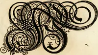 An illustration from Kunstrichtige Schreibart : allerhand Versalie[n] oder AnfangsBuchstabe[n] der teütschen, lateinischen und italianischen Schrifften aus unterschiedlichen Meistern der edlen Schreibkunst zusammen getragen (1655)