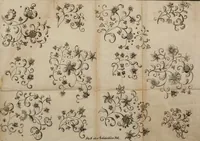 An illustration from Kunst-und Fleiss-übende Nadel-Ergötzungen; oder, neu erfundenes Neh-und Stick-Buch. Worin dem, solche schöne wissenschafftliebendem Frauenzimmer, allerhand, zu vielen Sachen anständige, Muster und Risse, nach der neuesten Façon, zu deren nützlichen Bedienung (1730)