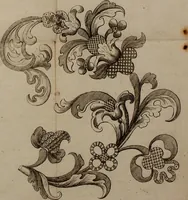 An illustration from Kunst-und Fleiss-übende Nadel-Ergötzungen; oder, neu erfundenes Neh-und Stick-Buch. Worin dem, solche schöne wissenschafftliebendem Frauenzimmer, allerhand, zu vielen Sachen anständige, Muster und Risse, nach der neuesten Façon, zu deren nützlichen Bedienung (1730)