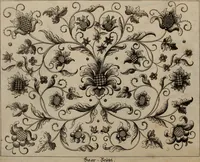 Picture 44 of 50 from Kunst-und Fleiss-übende Nadel-Ergötzungen; oder, neu erfundenes Neh-und Stick-Buch. Worin dem, solche schöne wissenschafftliebendem Frauenzimmer, allerhand, zu vielen Sachen anständige, Muster und Risse, nach der neuesten Façon, zu deren nützlichen Bedienung (1730), leaf 68