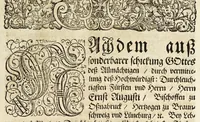 An illustration from Kurtze vnd eygentliche Beschreibung dess jenigen, so bey der Verlöbnus, Heimführ- vnd Vermählung dess durchleuchtigsten Fürsten vnd Herrn, Herrn Caroli, Pfaltzgrafens bey Rhein vnd Chur-Printzens, Hertzogen in Bayern &c. mit der auch durchleuchtigsten Fürstin vnd Frauen, Fraven Wilhelmina Ernestina, geborner königl. Erb-Princessin zu Dennemarck, Norwegen, der Wenden vnd Gothen, Hertzogin zu Schlesswig, Hollstein, Stormarren vnd der Ditmarschen, Gräfin zu Oldenburg vnd Delmenhhorst &c. vorgangen : mit beygefügten vnterschiedlichen Kupfferstücken, Emblematibus, auch gehaltenen Orationen, vnd auffgesetzten Ehren-Gedichten (1672)