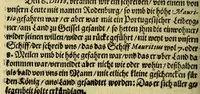 An illustration from Kurtze Warhafftige Beschreibung der newen Reyse oder Schiffahrt, so die hollendischen Schiff, in denn Orientalischen Indien; verricht: : welche anno 1595. in Martio, Aida aussegefahrn vnd erst im Augusto dess verlauffenen 1597 Jahrs, widerkommen seind. Darinne der gantz Succes der Reyse, was sich täglich verlauffen und zugetragen, erzält wird. (1598)
