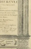 An illustration from Labyrinthe royal de l'Hercule gaulois triomphant : sur le suject des fortunes, batailles, victoires, trophées, triomphes, mariage & autres faicts heroiques & memorables de tres-auguste & tres-chrestien prince Henry IIII roy de France & de Navarre : representé à l'entrée trimphante de la royne en la cité d'Avignon, le 19 nouembre l'an MDC, ou sont contenues les magnificences et triomphes dressez à cet effect par ladicte ville (1601)