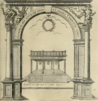 An illustration from Labyrinthe royal de l'Hercule gaulois triomphant : sur le suject des fortunes, batailles, victoires, trophées, triomphes, mariage & autres faicts heroiques & memorables de tres-auguste & tres-chrestien prince Henry IIII roy de France & de Navarre : representé à l'entrée trimphante de la royne en la cité d'Avignon, le 19 nouembre l'an MDC, ou sont contenues les magnificences et triomphes dressez à cet effect par ladicte ville (1601)