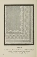 An illustration from Lace curtains : Nottingham, bobbinette, corded Arabians ... custom made draperies, laces, over drapes, bed sets, door panels (1910)