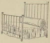 An illustration from Lace curtains : Nottingham, bobbinette, corded Arabians ... custom made draperies, laces, over drapes, bed sets, door panels (1910)