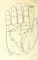 An illustration from La chiromance, la physionomie, et la geomance : auec la signification des nombres, & l'vsage de la roue de Pytagore (1663)
