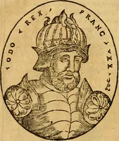 An illustration from La chronique des roys de France, puis Pharamond iusques au roy Henry, troisiesme, selon la computation des ans, iusques en l'an mil cinq cens soixante & quinze : Le catalogue des papes, puis S. Pierre iusques à Gregoire, treiziesme du nom. Le Catalogue des empereurs, puis Octouian Cesar iusques à Maximilian, present (1576)