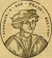 An illustration from La chronique des roys de France, puis Pharamond iusques au roy Henry, troisiesme, selon la computation des ans, iusques en l'an mil cinq cens soixante & quinze : Le catalogue des papes, puis S. Pierre iusques à Gregoire, treiziesme du nom. Le Catalogue des empereurs, puis Octouian Cesar iusques à Maximilian, present (1576)