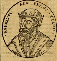 An illustration from La chronique des roys de France, puis Pharamond iusques au roy Henry, troisiesme, selon la computation des ans, iusques en l'an mil cinq cens soixante & quinze : Le catalogue des papes, puis S. Pierre iusques à Gregoire, treiziesme du nom. Le Catalogue des empereurs, puis Octouian Cesar iusques à Maximilian, present (1576)