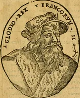 An illustration from La chronique des roys de France, puis Pharamond iusques au roy Henry, troisiesme, selon la computation des ans, iusques en l'an mil cinq cens soixante & quinze : Le catalogue des papes, puis S. Pierre iusques à Gregoire, treiziesme du nom. Le Catalogue des empereurs, puis Octouian Cesar iusques à Maximilian, present (1576)