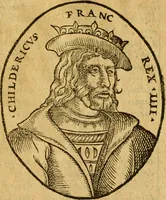 An illustration from La chronique des roys de France, puis Pharamond iusques au roy Henry, troisiesme, selon la computation des ans, iusques en l'an mil cinq cens soixante & quinze : Le catalogue des papes, puis S. Pierre iusques à Gregoire, treiziesme du nom. Le Catalogue des empereurs, puis Octouian Cesar iusques à Maximilian, present (1576)