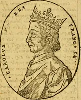 An illustration from La chronique des roys de France, puis Pharamond iusques au roy Henry, troisiesme, selon la computation des ans, iusques en l'an mil cinq cens soixante & quinze : Le catalogue des papes, puis S. Pierre iusques à Gregoire, treiziesme du nom. Le Catalogue des empereurs, puis Octouian Cesar iusques à Maximilian, present (1576)
