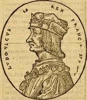 An illustration from La chronique des roys de France, puis Pharamond iusques au roy Henry, troisiesme, selon la computation des ans, iusques en l'an mil cinq cens soixante & quinze : Le catalogue des papes, puis S. Pierre iusques à Gregoire, treiziesme du nom. Le Catalogue des empereurs, puis Octouian Cesar iusques à Maximilian, present (1576)