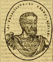 An illustration from La chronique des roys de France, puis Pharamond iusques au roy Henry, troisiesme, selon la computation des ans, iusques en l'an mil cinq cens soixante & quinze : Le catalogue des papes, puis S. Pierre iusques à Gregoire, treiziesme du nom. Le Catalogue des empereurs, puis Octouian Cesar iusques à Maximilian, present (1576)