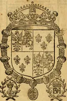 An illustration from La chronique des roys de France, puis Pharamond iusques au roy Henry, troisiesme, selon la computation des ans, iusques en l'an mil cinq cens soixante & quinze : Le catalogue des papes, puis S. Pierre iusques à Gregoire, treiziesme du nom. Le Catalogue des empereurs, puis Octouian Cesar iusques à Maximilian, present (1576)