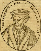 An illustration from La chronique des roys de France, puis Pharamond iusques au roy Henry, troisiesme, selon la computation des ans, iusques en l'an mil cinq cens soixante & quinze : Le catalogue des papes, puis S. Pierre iusques à Gregoire, treiziesme du nom. Le Catalogue des empereurs, puis Octouian Cesar iusques à Maximilian, present (1576)