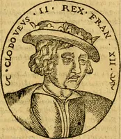 An illustration from La chronique des roys de France, puis Pharamond iusques au roy Henry, troisiesme, selon la computation des ans, iusques en l'an mil cinq cens soixante & quinze : Le catalogue des papes, puis S. Pierre iusques à Gregoire, treiziesme du nom. Le Catalogue des empereurs, puis Octouian Cesar iusques à Maximilian, present (1576)