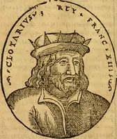 An illustration from La chronique des roys de France, puis Pharamond iusques au roy Henry, troisiesme, selon la computation des ans, iusques en l'an mil cinq cens soixante & quinze : Le catalogue des papes, puis S. Pierre iusques à Gregoire, treiziesme du nom. Le Catalogue des empereurs, puis Octouian Cesar iusques à Maximilian, present (1576)