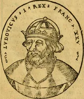 An illustration from La chronique des roys de France, puis Pharamond iusques au roy Henry, troisiesme, selon la computation des ans, iusques en l'an mil cinq cens soixante & quinze : Le catalogue des papes, puis S. Pierre iusques à Gregoire, treiziesme du nom. Le Catalogue des empereurs, puis Octouian Cesar iusques à Maximilian, present (1576)