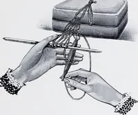An illustration from Lacis, practical instructions in filet brodé or darning on net; (1909)