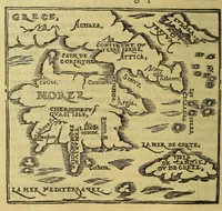 An illustration from La cosmographie de Pierre Apian, ... traictant de toutes les regions, pais, villes, [et] citez du monde, par artifice astronomique, (1551)