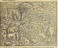 An illustration from La cosmographie vniuerselle de tout le monde. : En laquelle, suiuant les auteurs plus dignes de foy, sont au vray descriptes toutes les parties habitables, & non habitables de la terre, & de la mer, leurs assiettes & choses qu'elles produisent ... auec plusieurs autres choses, le sommaire desquelles se void en la page suiuante. (1575)