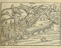 An illustration from La cosmographie vniuerselle de tout le monde. : En laquelle, suiuant les auteurs plus dignes de foy, sont au vray descriptes toutes les parties habitables, & non habitables de la terre, & de la mer, leurs assiettes & choses qu'elles produisent ... auec plusieurs autres choses, le sommaire desquelles se void en la page suiuante. (1575)