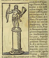 An illustration from La cosmographie vniuerselle de tout le monde. : En laquelle, suiuant les auteurs plus dignes de foy, sont au vray descriptes toutes les parties habitables, & non habitables de la terre, & de la mer, leurs assiettes & choses qu'elles produisent ... auec plusieurs autres choses, le sommaire desquelles se void en la page suiuante. (1575)