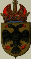 An illustration from Lacunar basilicae Sancti Macarii, aberdonensis : the heraldic ceiling of the cathedral church of St. Machar, old Aberdeen, described in historical and armorial detail by William Duguid Geddes, LL.D., and Peter Duguid (1888)
