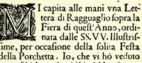 An illustration from La distruttione d'Alba : rappresentata in Bologna da gl'illustrissimi signori confaloniere di giustitia, et anziani, del quarto bimestere MDCLXXIII. in occasione della festa della porchetta, et à medesimi signori dedicata (1673)