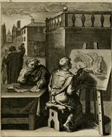 An illustration from La doctrine des moeurs : tiree de la philosophie des stoiques: representee en cent tableaux. Et expliquee en cent discours pour l'instruction de la ieunesse. Au Roy (1646)