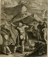 An illustration from La doctrine des moeurs : tiree de la philosophie des stoiques: representee en cent tableaux. Et expliquee en cent discours pour l'instruction de la ieunesse. Au Roy (1646)