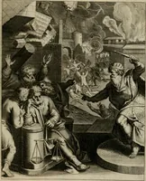 An illustration from La doctrine des moeurs : tiree de la philosophie des stoiques: representee en cent tableaux. Et expliquee en cent discours pour l'instruction de la ieunesse. Au Roy (1646)