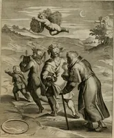 An illustration from La doctrine des moeurs : tiree de la philosophie des stoiques: representee en cent tableaux. Et expliquee en cent discours pour l'instruction de la ieunesse. Au Roy (1646)